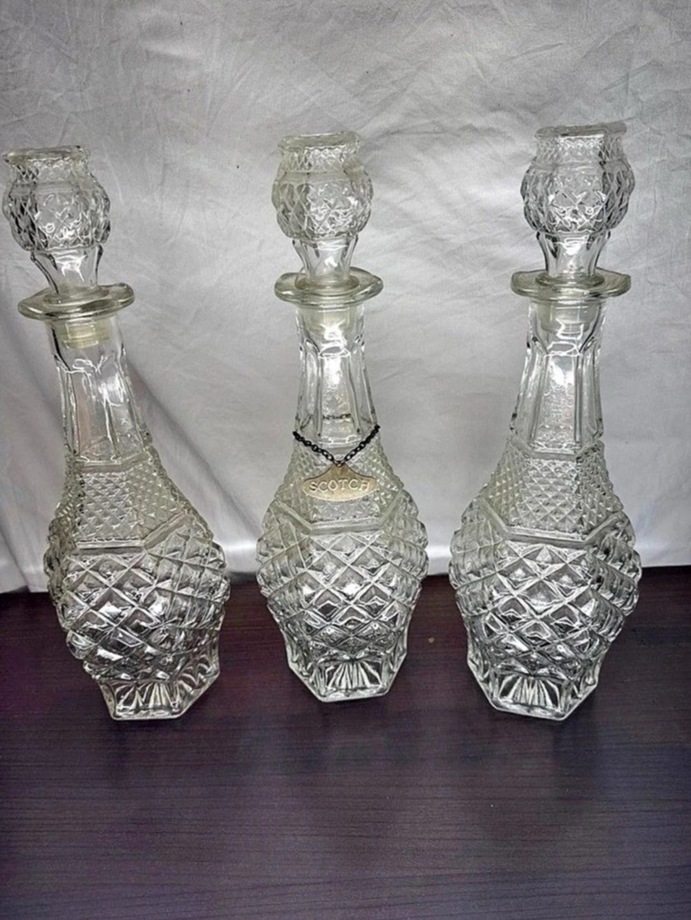 Scotch Glass Decanter Set of 3 in Clear